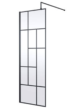 Hudson Reed Abstract 1950mm High Black Frame Wetroom Screen - Image