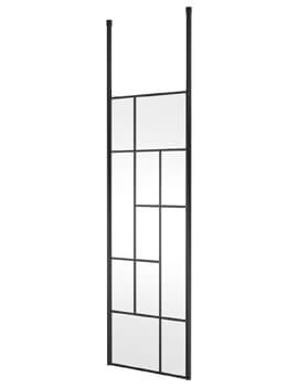 Hudson Reed Abstract Black Frame Wetroom Screen With Ceiling Posts - Image