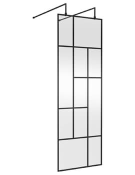 Hudson Reed Abstract Black Frame Wetroom Screen With Support Bars - Image