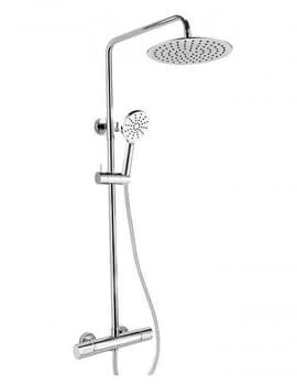 Compact Square Exposed Thermostatic Shower Column With Fixed Head And Shower Kit