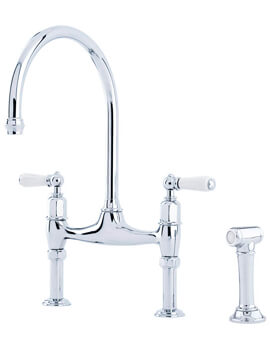 Perrin And Rowe Deck Mounted Ionian Sink Mixer Tap With Lever Handles And Rinse - Image