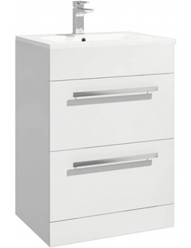 Life 600mm Gloss White 2 Drawer Floor Standing Vanity Unit With 1 TH Basin