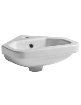 Niche Wall Hung White Compact Corner Basin 405mm Wide With 1 Tap Hole