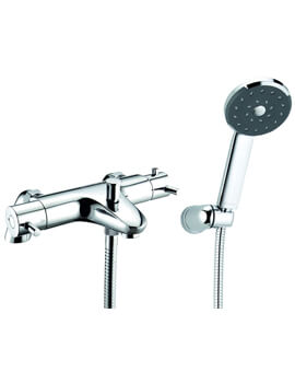 Pillar Mounted Thermostatic Bath Shower Mixer Tap With Handset