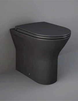 RAK Feeling Matt Black Rimless Back To Wall WC Pan And Soft Close Seat - Image