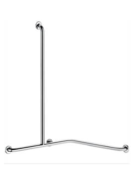 Delabie Stainless Steel Angled 2 Wall Shower Grab Bar With Vertical Bar - Image