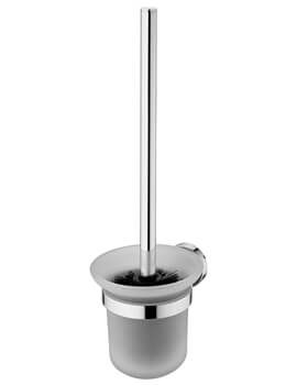IOM Chrome Toilet Brush With Frosted Glass And Holder