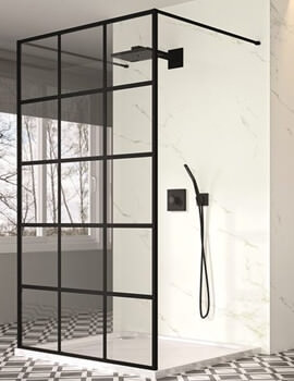 Merlyn Black Squared 1200mm Double Entry Showerwall - Image