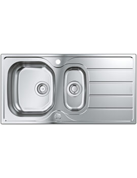 Grohe K200 Stainless Steel 1.5 Bowl Kitchen Sink With Drainer 965 x 500mm - Image