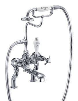 Burlington Deck Mounted Bath Shower Mixer Tap With Anglesey Handles - AN15 - Image