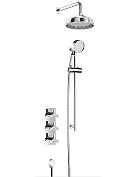 Hemsby Concealed Thermostatic Chrome Valve With Fixed Head And Flexible Riser Kit