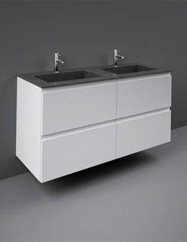 RAK Joy 4-Drawer 1200mm Wall Hung Vanity Unit With Double Bowl Drop-In Basin