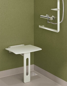 Delabie Be-Line Wall Mounted Removable Lift-Up Shower Seat With Leg - Image