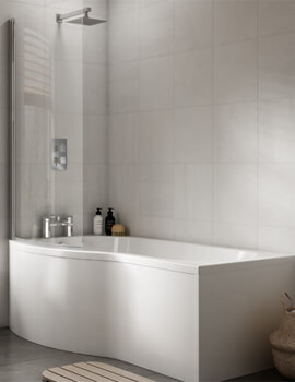 Nuie B-Shaped Left Hand 1500mm White Shower Bath Set - Image