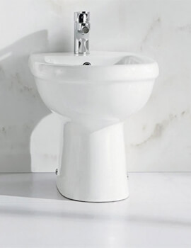 IMEX Ivo White Floor Standing 1 Tap Hole Bidet - 600mm Projection - Image