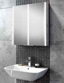 HIB Xenon Double Door 700mm High LED Illuminated Aluminium Cabinet - Image