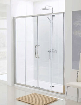 Lakes Classic Silver Semi Frame-less Double Slider Shower Door - Image