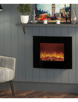 Bemodern Quattro 25 Inch Curved Wall Mounted Electric Fire With Remote And Led Back Lighting - Image