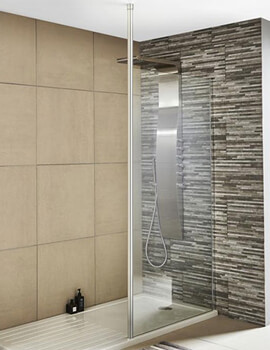 Nuie Wetroom Walk-In Shower Panel With Support Bar - Image