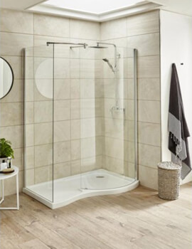 Nuie Premier Pacific 1400 x 906mm Curved Walk-In Shower Enclosure - Image