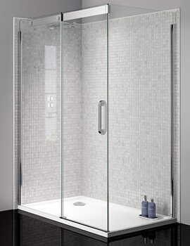 Prestige Polished Silver Clear Glass Wide Side Panel With Silver Profile