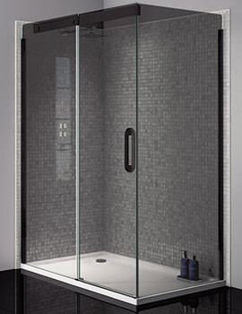 Prestige Smoked Glass 760mm Wide Side Panel With Black Profile -