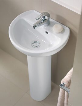 Twyford Alcona 1 Tap Hole White Small Handrinse Basin  400 x 330mm - AR4811WH - Image