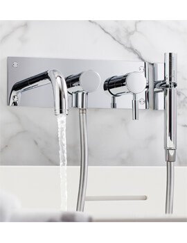 Crosswater Design 3 Hole Set Wall Mounted Chrome Bath Shower Mixer Tap With Kit - Image