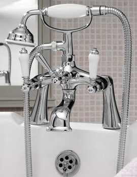 Nuie Bloomsbury Chrome Deck Mounted Bath Shower Mixer Tap With Kit - Image