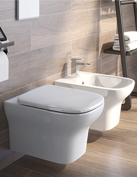 IMEX Grace Rimless Wall Hung White WC Bowl And Soft Close Seat 500mm