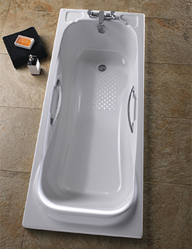 Twyford Signature White Acrylic Bath With Grips 1700 x 700mm - SE8520WH - Image