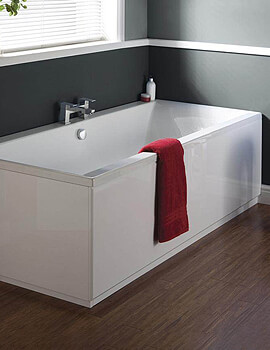 Nuie Asselby Square Double Ended White Acrylic Bath - Image
