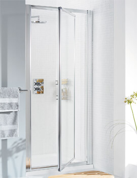 Lakes Classic Silver Framed Pivot Shower Door - 1850mm High