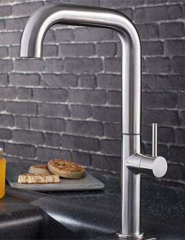 Crosswater Cucina Tube Stainless Steel Side Lever Kitchen Sink Mixer Tap 306mm - Image