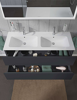 Duravit L-Cube 1290mm Wide 2 Drawers Wall Mounted Vanity Unit For Me By Starck Basin - Image