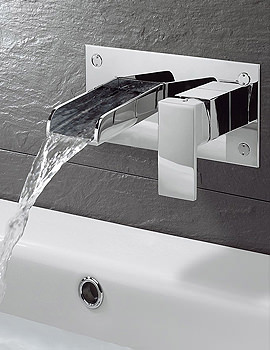 Crosswater Water Square Wall Mounted 2 Hole Chrome Basin Mixer Tap - Image