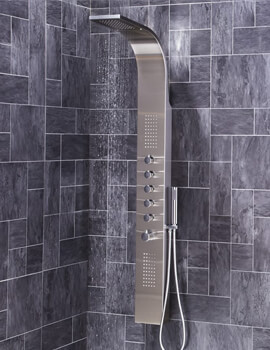 Aqua Dharma 1650mm Exposed Thermostatic Shower Tower Chrome And Body Jets