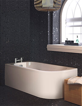 Crescent 1700 x 725mm White Back-To-Wall Bath With Panel