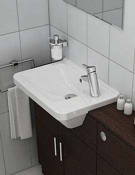 VitrA S50 Compact 550mm White Square Semi-Recessed Basin Right Handed - Image