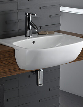 Twyford Moda Semi Recessed White Washbasin 550 x 445mm - MD4621WH - Image