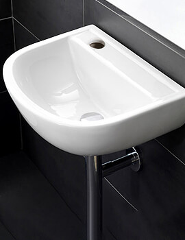 RAK Compact Special Needs 380mm 1 Left Hand Taphole White Wall Hung Basin - Image