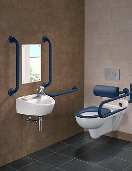 Twyford Doc.M Rimless Wall Hung WC Pack With Grab Rails And Seat - Image