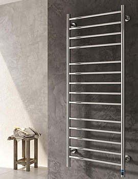 Reina Arnage 500mm Wide Dry Electric Polished Stainless Steel Radiator - Image