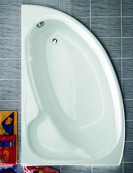 Devina 1550 x 950mm Right Hand Corner White Acrylic Bath With 2 Tap Holes