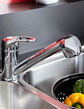 Bristan Pear Chrome Finish Deck Mounted Sink Mixer Tap With Pull Out Hose - Image