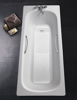 Twyford Celtic White Slip Resistant Steel Bath With Grips And Legs 1600 x 700mm - Image