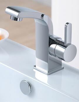 Flova Essence Cloakroom 132mm High Diamond Chrome Basin Mixer Tap With Clicker Waste - Image