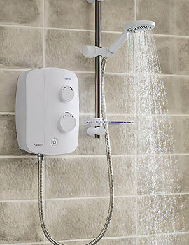 Triton Silent Running Authentic White And Chrome Thermostatic Power Shower - Image