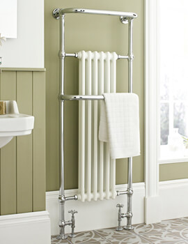 Hudson Reed Brampton 575 x 1500mm Floor Standing Heated Towel Rail Chrome-White - Image