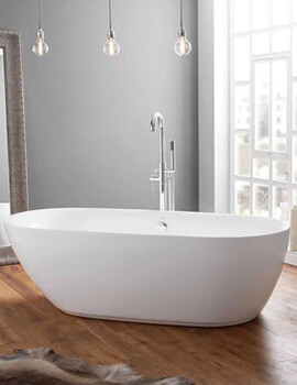 April Cayton Contemporary White Freestanding Oval Shaped Bath - Image